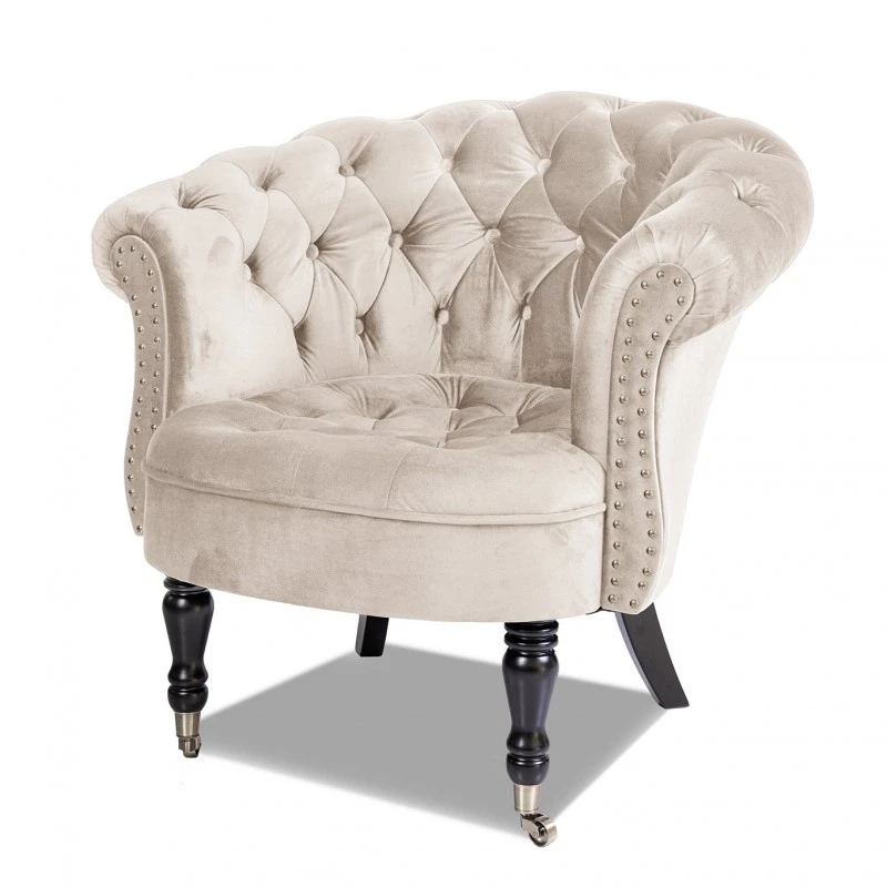 Фотьойл Честърфийлд Людовик, бежово кадифе